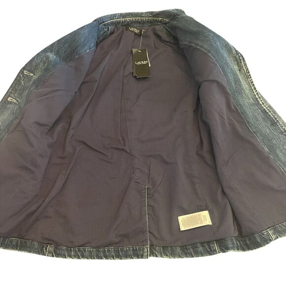 Lauren Ralph Lauren Womens Embellished Denim Jean Jacket 2 Medium Wash Feminine - Picture 6 of 16